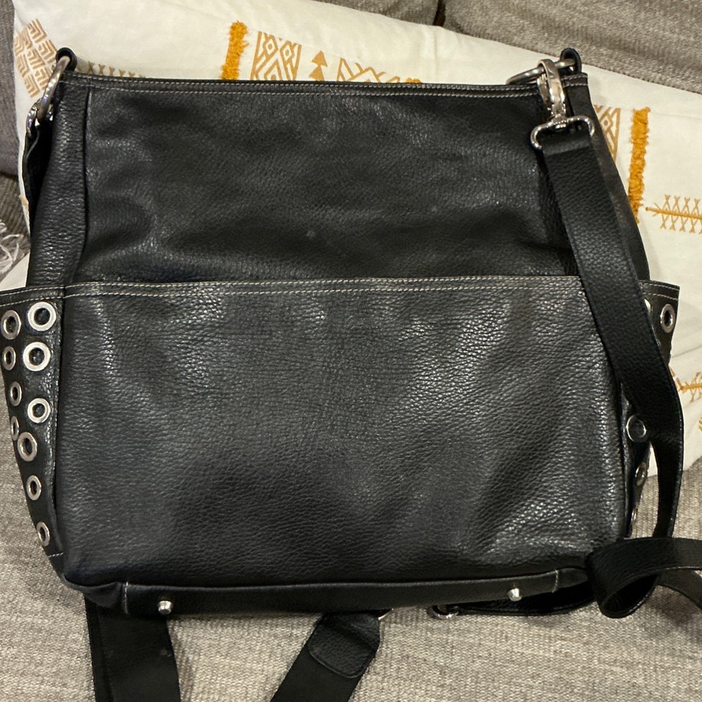 Furla black leather purse- shoulder or crossbody adjustable